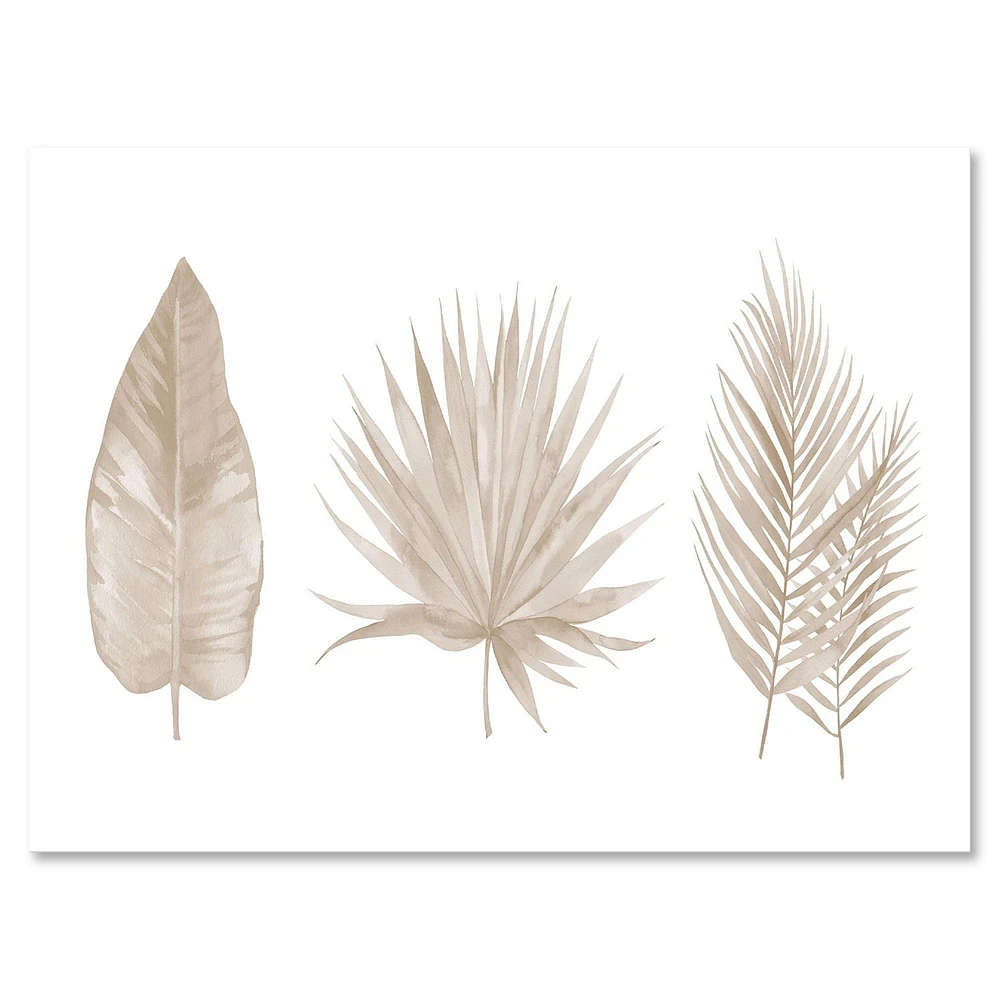 Designart Tropical Beiges Leaves Canvas Wall Art