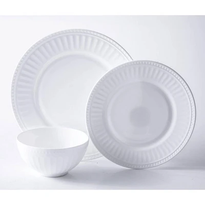 Ultra By Gibson Sawtelle 12 Piece Dinnerware Set, White, Opal Tempered Glass