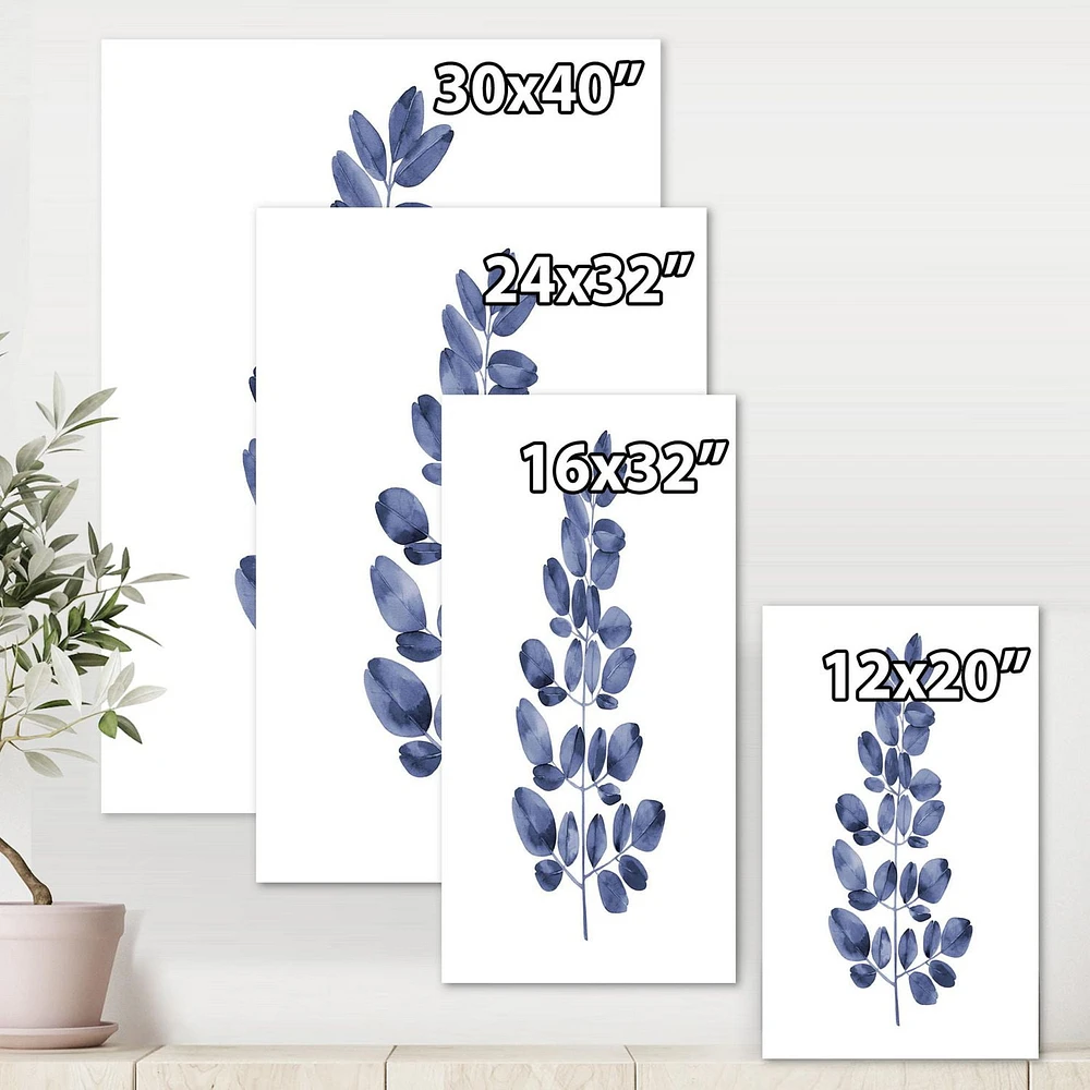 Designart Navy Blue Eucalyptus II Canvas Wall Art