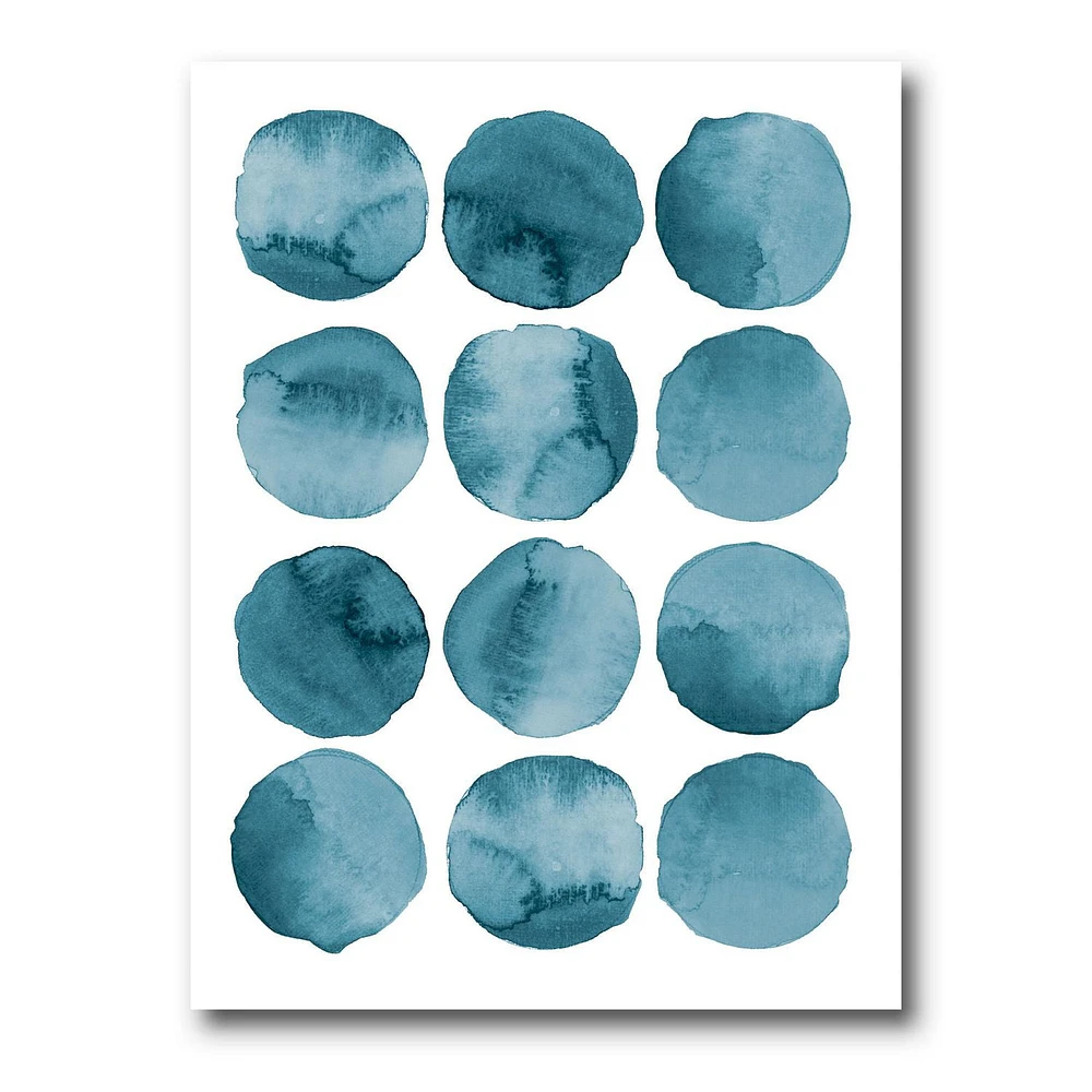 Designart Aquamarine Circles Blue Geometric Elements Canvas Wall Art