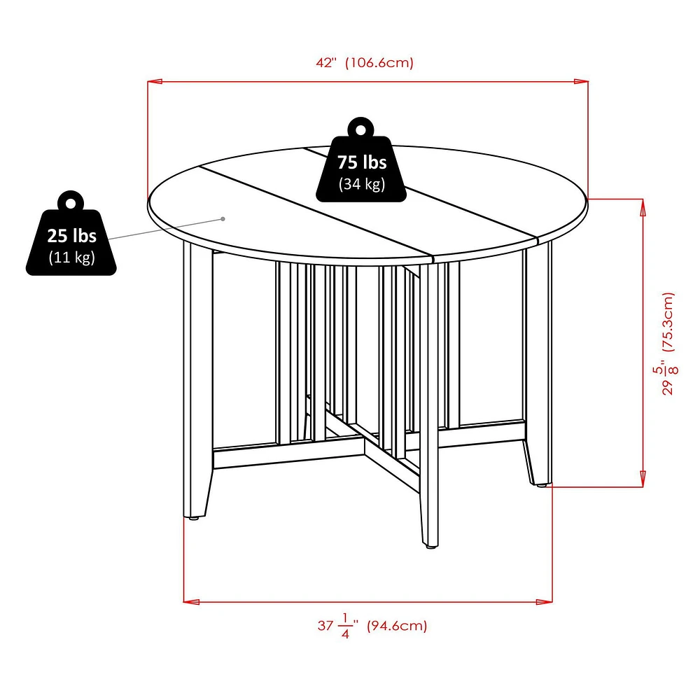 Winsome Alamo 3-Piece Round Drop Leaf Table with 2 Hamilton Ladder Back Chairs - 94356