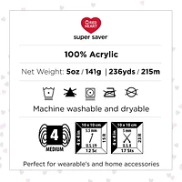 Red Heart® Super Saver® O'Go™ Yarn, Acrylic #4 Medium, 5oz/141g, 236 Yards