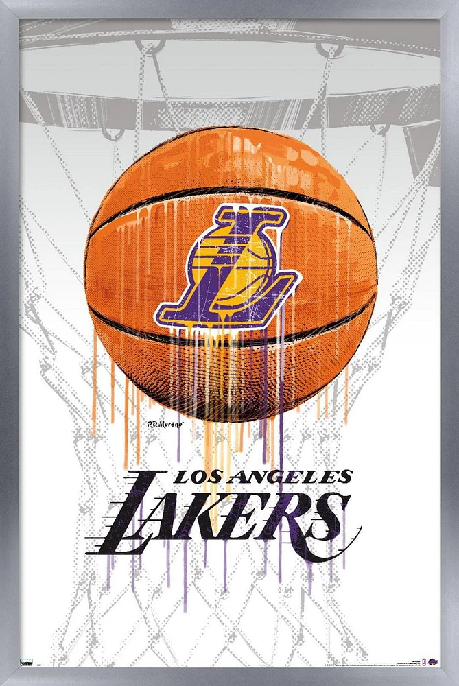 NBA Los Angeles Lakers - Drip Ball 20 Wall Poster, 22.375" x 34" Framed