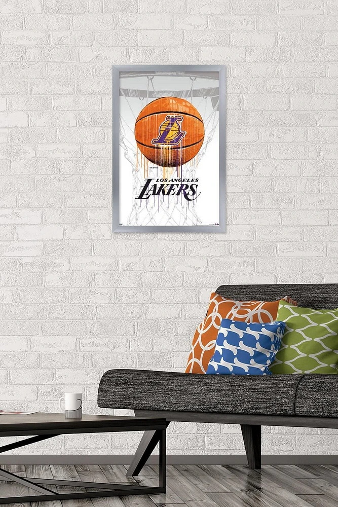 NBA Los Angeles Lakers - Drip Ball 20 Wall Poster, 22.375" x 34" Framed