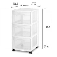 Sterilite 3 Drawer White Cart, 1 unit, White