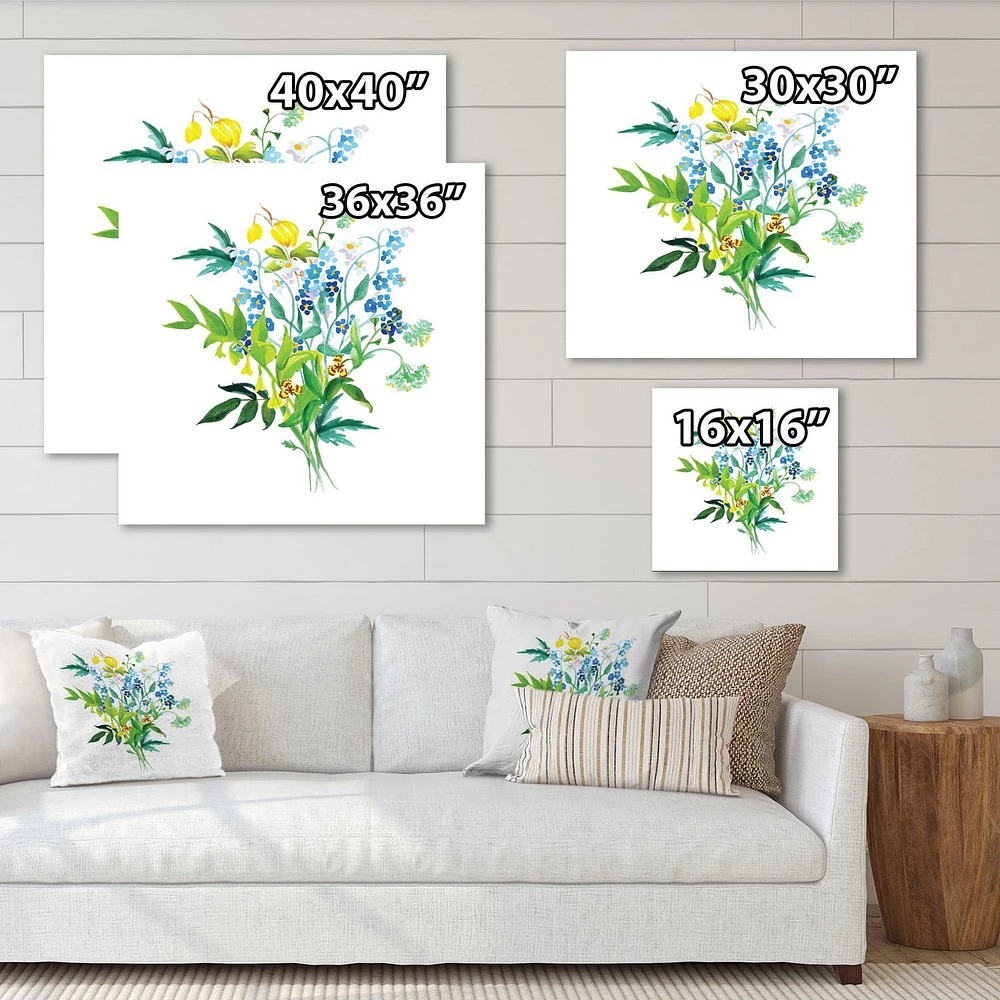 Designart Meadow Flowers Garland Canvas Wall Art