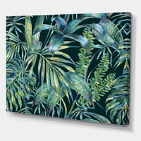 Designart Natural Leaves Exotic On Dark I Canvas Wall Art