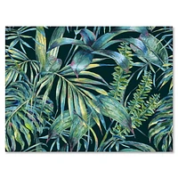 Designart Natural Leaves Exotic On Dark I Canvas Wall Art