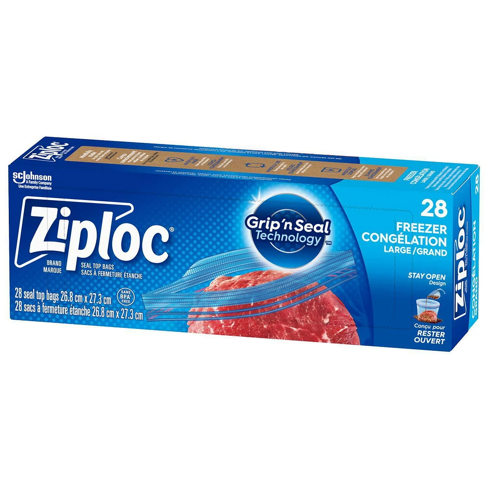 Ziploc® Freezer Bags with Stay Open Technology, Large