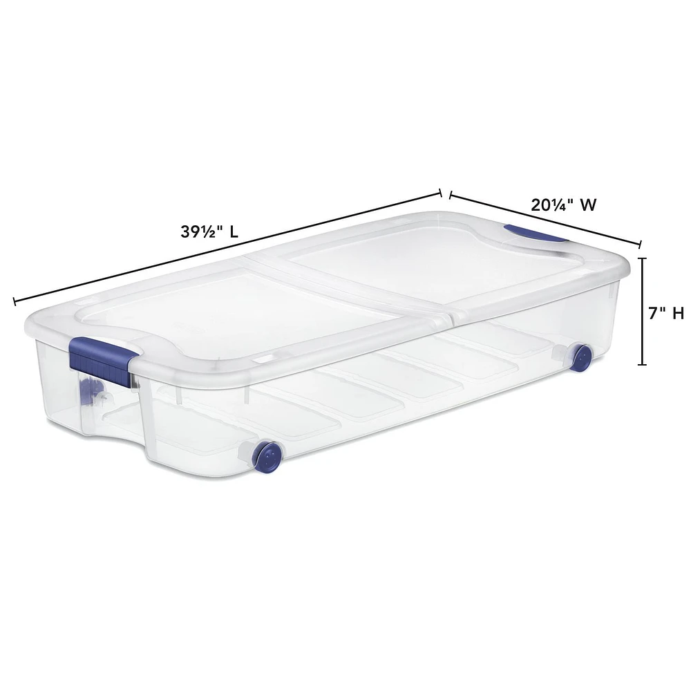 Sterilite Ultra™ 62 L Stadium Blue Wheeled Underbed Storage Box, 62 L