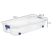 Sterilite Ultra™ 62 L Stadium Blue Wheeled Underbed Storage Box, 62 L