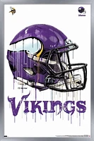 NFL Minnesota Vikings - Drip Helmet 20 Wall Poster, 22.375" x 34" Framed