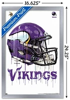 NFL Minnesota Vikings - Drip Helmet 20 Wall Poster, 22.375" x 34" Framed