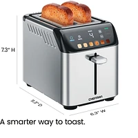 Chefman Smart Touch 2 Slice Digital Toaster, 6 Shade Settings, Bagel Mode - Stainless Steel, New, 2 Slice Toaster