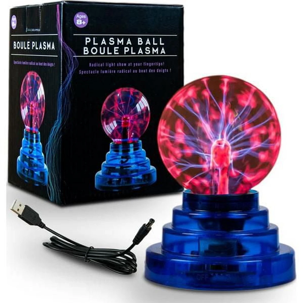 Tradeopia Premium Interactive 3″ Plasma Ball (USB) Purple Plasma Ball with Blue Base