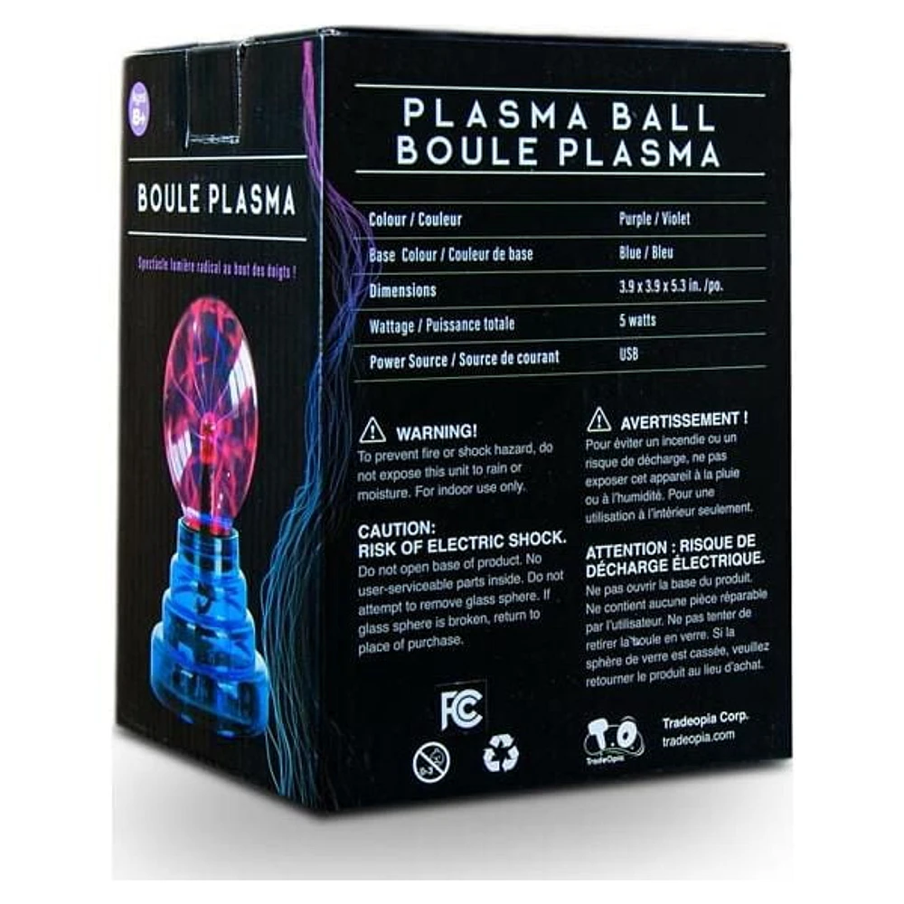 Tradeopia Premium Interactive 3″ Plasma Ball (USB) Purple Plasma Ball with Blue Base