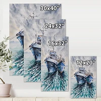 Designart Two Fishing Boats Before A Storm Anchored Canvas Wall Art