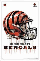 NFL Cincinnati Bengals - Drip Helmet 20 Wall Poster with Magnetic Frame, 22.375" x 34"