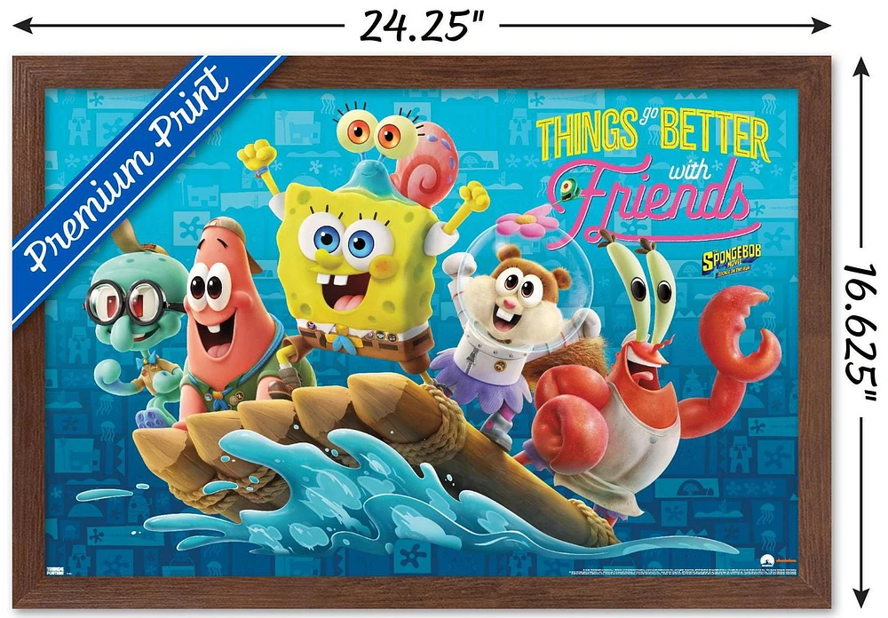 The SpongeBob Movie: Sponge On Run - Friends Wall Poster with Push Pins, 14.725" x 22.375"