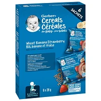 GERBER Baby Cereal Wheat Banana Strawberry  Sachet– 6 x 28 g, 6 x 28g