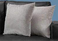 Monarch Specialties Pillows, Set Of 2, 18 X 18 Square, Insert Included, Decorative Throw, Accent, Sofa, Couch, Bedroom, Polyester, Hypoallergenic, Grey, Modern