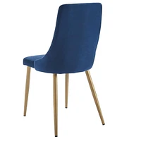 Set of 2 Mid-Century Velvet & Metal Side Chair in Blue