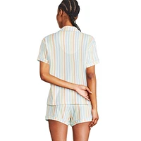 Pyjama 2 pièces avec haut à col cranté George pour femmes Tailles TP–TTG