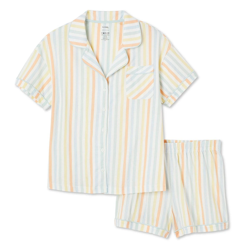 Pyjama 2 pièces avec haut à col cranté George pour femmes Tailles TP–TTG