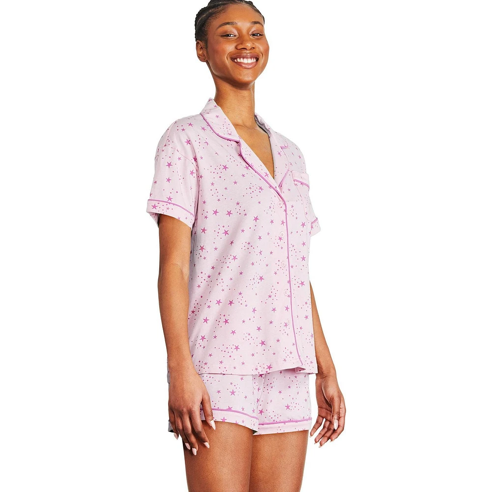 Pyjama 2 pièces avec haut à col cranté George pour femmes Tailles TP–TTG