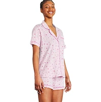 Pyjama 2 pièces avec haut à col cranté George pour femmes Tailles TP–TTG