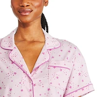 Pyjama 2 pièces avec haut à col cranté George pour femmes Tailles TP–TTG