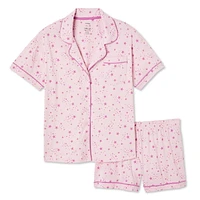 Pyjama 2 pièces avec haut à col cranté George pour femmes Tailles TP–TTG