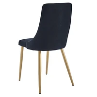 Set of 2 Mid-Century Velvet & Metal Side Chair in