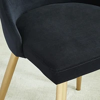 Set of 2 Mid-Century Velvet & Metal Side Chair in