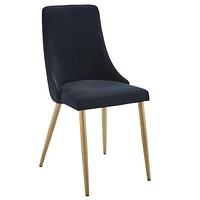 Set of 2 Mid-Century Velvet & Metal Side Chair in