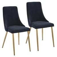 Set of 2 Mid-Century Velvet & Metal Side Chair in