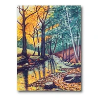 Designart Landscape With River In Autumn Forest Sunset Canvas Wall Art