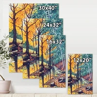 Designart Landscape With River In Autumn Forest Sunset Canvas Wall Art