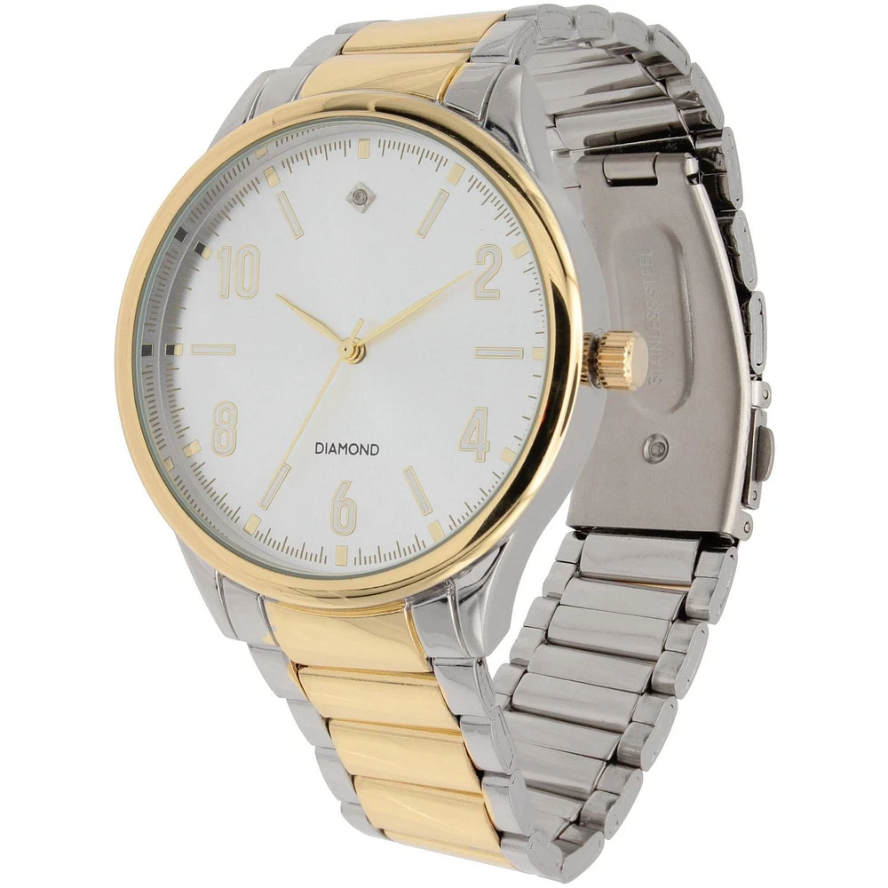 Men's Two-Tone Silver & Gold Watch with Matching ID Bracelet