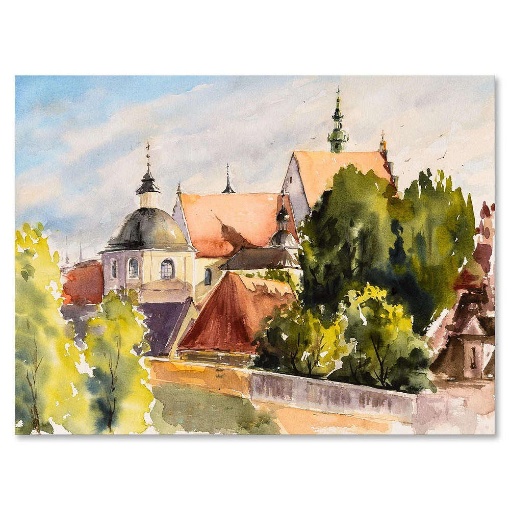 Designart View of Old Polish City In Nature Canvas Wall Art