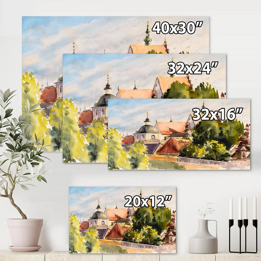 Designart View of Old Polish City In Nature Canvas Wall Art