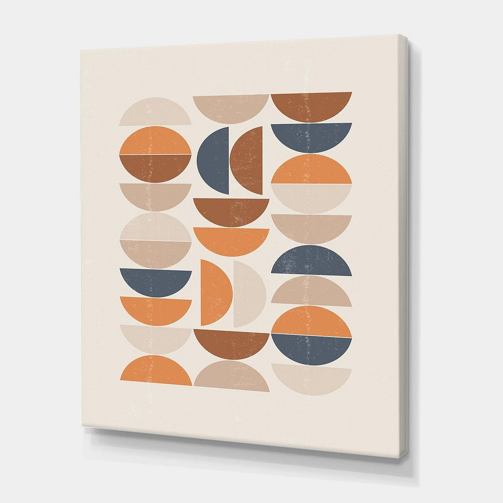 Designart Abstract Sun and Moon S In Blue and Orange Canvas Wall Art