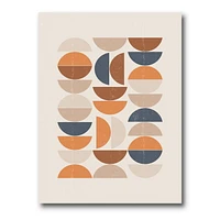 Designart Abstract Sun and Moon S In Blue and Orange Canvas Wall Art