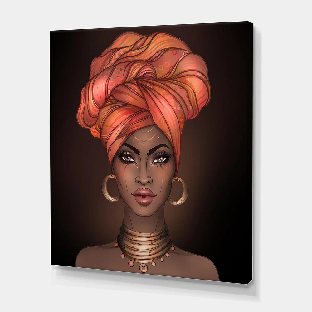 Designart African American Woman with Turban V Canvas Wall Art