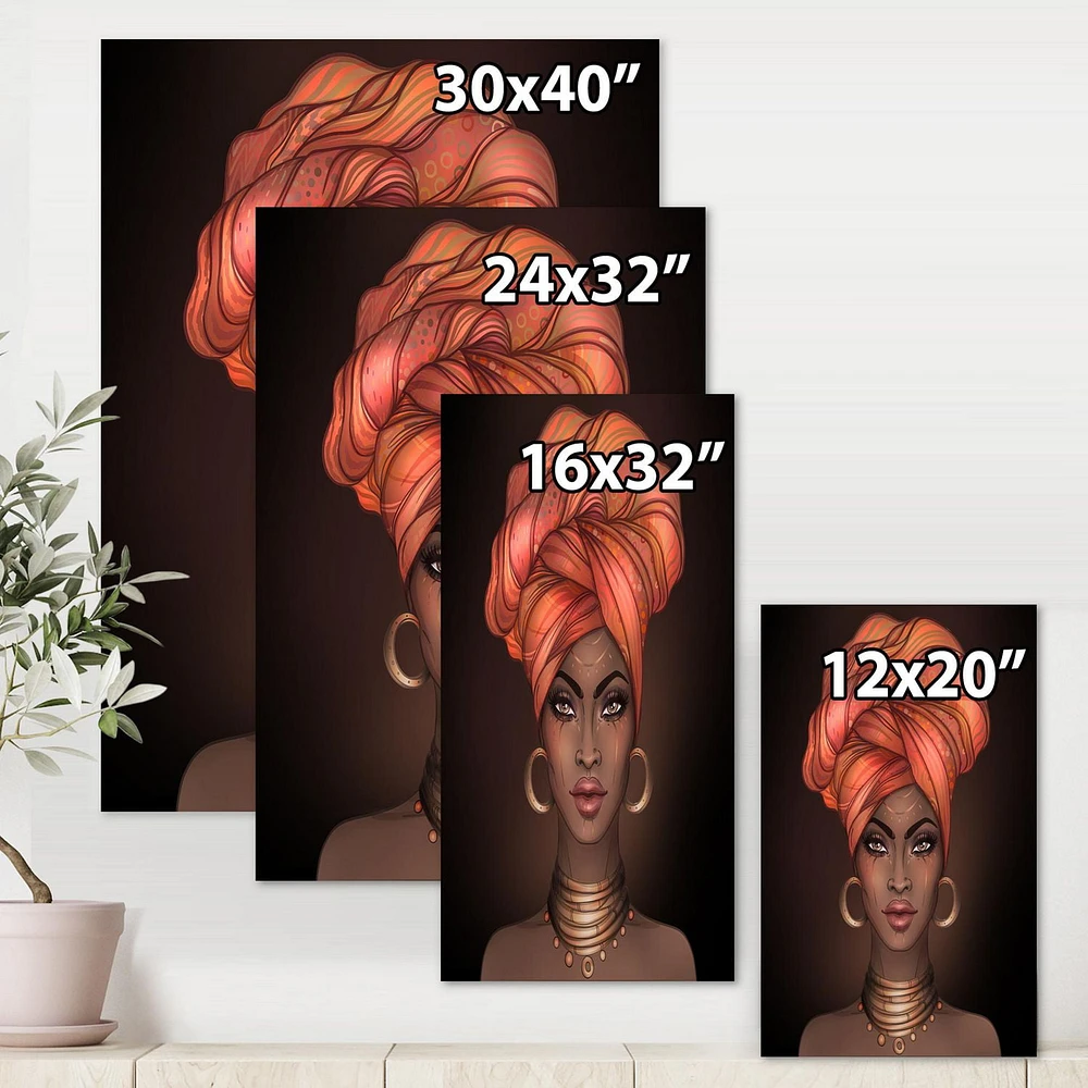 Designart African American Woman with Turban V Canvas Wall Art