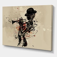 Designart Woman Playing Jazz Trumpet Canvas Wall Art