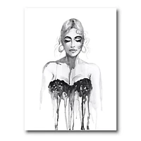 Designart Monochrome Portrait of Woman Wearing Evening Dress Canvas Wall Art