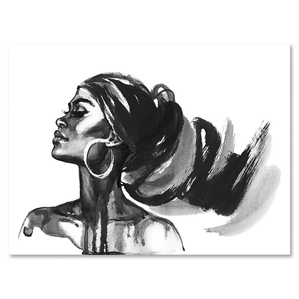 Designart Monochrome Portrait of African American Woman IV Canvas Wall Art