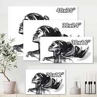 Designart Monochrome Portrait of African American Woman IV Canvas Wall Art