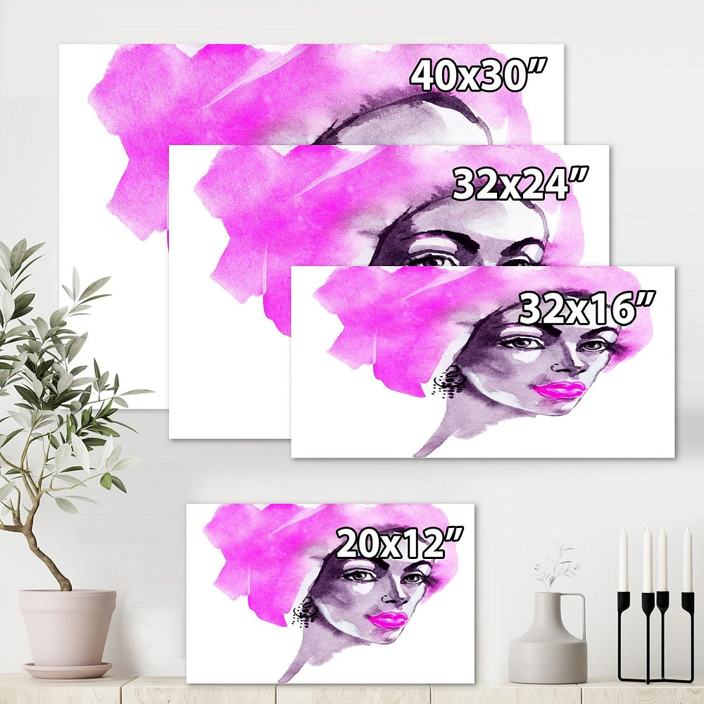 Designart Afro American Woman Fashion Portrait Canvas Wall Art